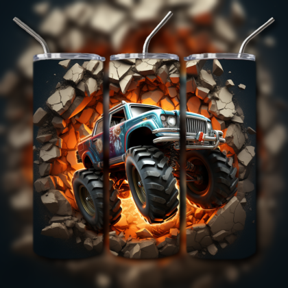 Monster Truck Cracked Hole 3D Tumbler