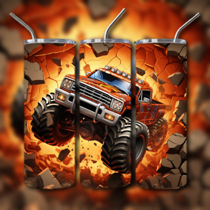 Monster Truck Cracked Hole 3D Tumbler