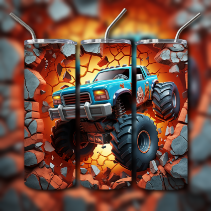 Monster Truck Cracked Hole 3D Tumbler