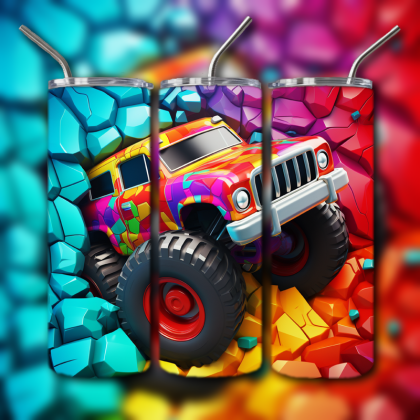 Monster Truck Cracked Hole 3D Tumbler