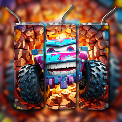 Monster Truck Cracked Hole 3D Tumbler