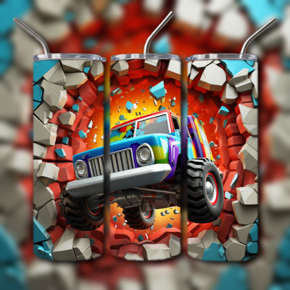 Monster Truck Cracked Hole 3D Tumbler