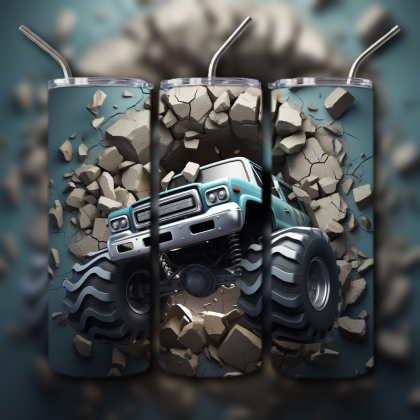 Monster Truck Cracked Hole 3D Tumbler