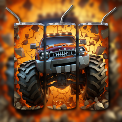 Monster Truck Cracked Hole 3D Tumbler