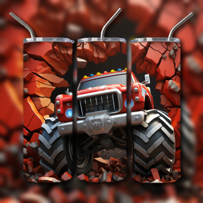 Monster Truck Cracked Hole 3D Tumbler
