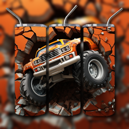 Monster Truck Cracked Hole 3D Tumbler