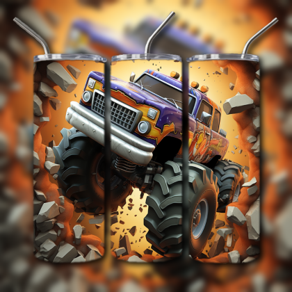 Monster Truck Cracked Hole 3D Tumbler