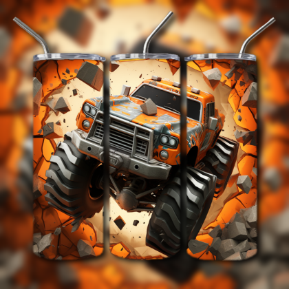 Monster Truck Cracked Hole 3D Tumbler