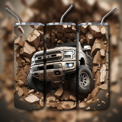 Monster Truck Cracked Hole 3D Tumbler