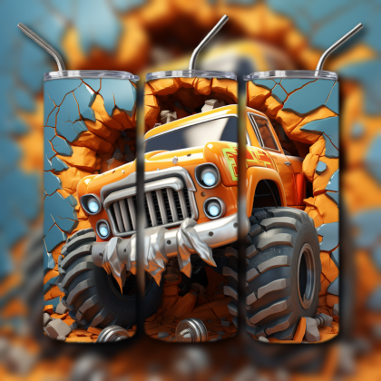 Monster Truck Cracked Hole 3D Tumbler