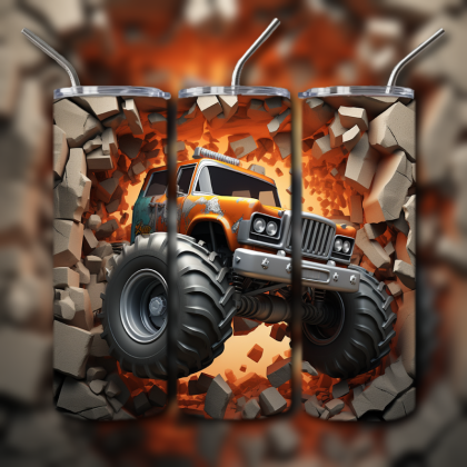 Monster Truck Cracked Hole 3D Tumbler