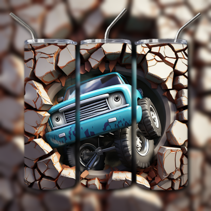 Monster Truck Cracked Hole 3D Tumbler