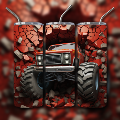 Monster Truck Cracked Hole 3D Tumbler