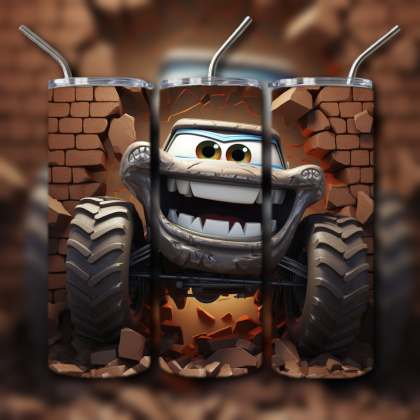 Monster Truck Cracked Hole 3D Tumbler