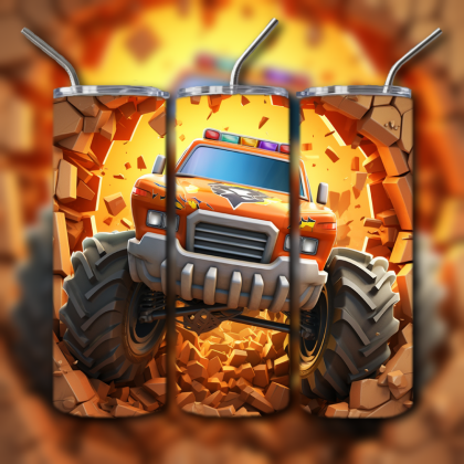 Monster Truck Cracked Hole 3D Tumbler