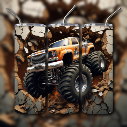 Monster Truck Cracked Hole 3D Tumbler