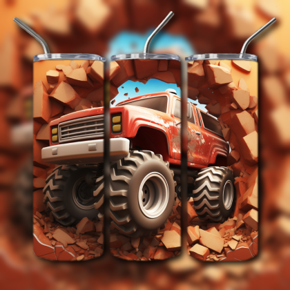 Monster Truck Cracked Hole 3D Tumbler