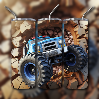 Monster Truck Cracked Hole 3D Tumbler