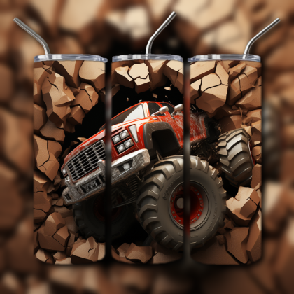 Monster Truck Cracked Hole 3D Tumbler