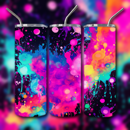 Neon Splatter Tumbler